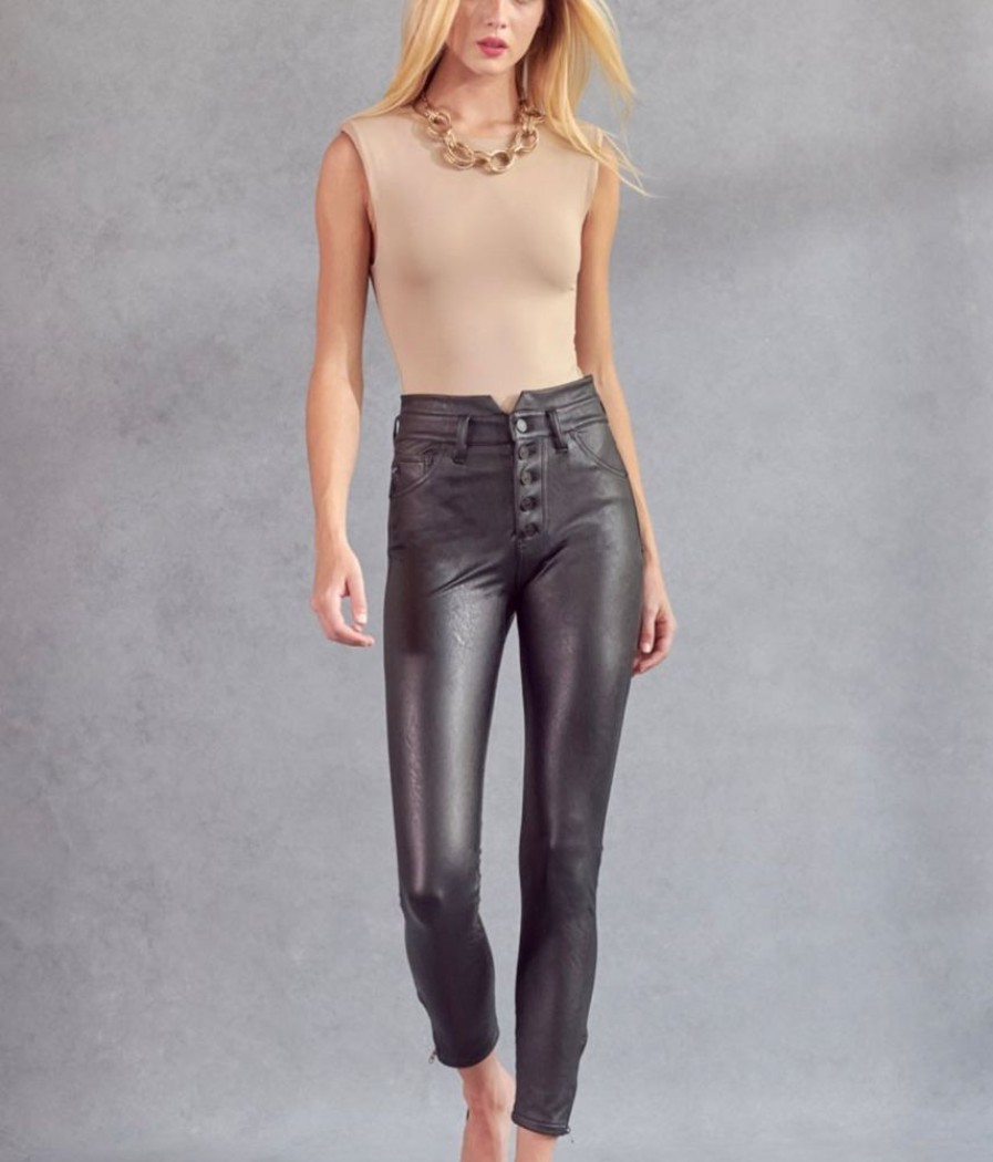 KanCan Lacey Vegan Leather Pants