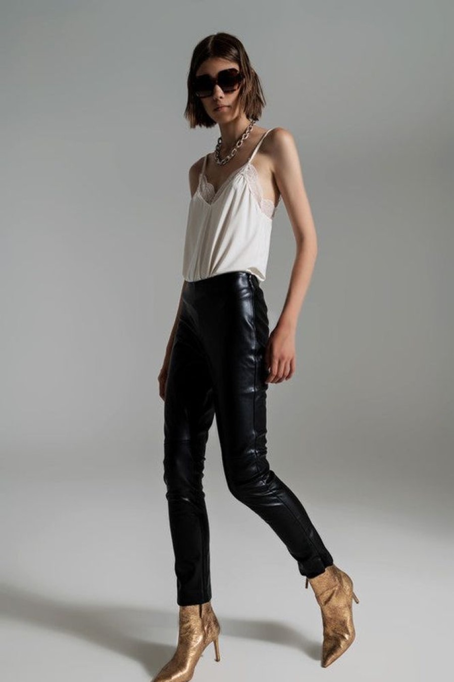 Q2 Lilian Faux Leather Pants